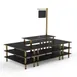 Steelite MGCMLB07MBXF 130" x 71" x 107"H 4-Tier Rectangular Buffet Table, Nero Marquina BHP Laminate Top, Brushed Brass Legs 1 image