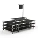 Steelite MGCMLB07MSXW 130" x 71" x 107"H 4-Tier Rectangular Buffet Table, Nero Marquina BHP Laminate Top, Brushed Stainless Steel Casters 1 image