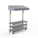 Steelite MGCMLB10GSWW Mogogo Modular Classic Canopy Unit, 71" x 29.5" x 96"H, Grey Slate Finish, Stainless Steel Frame, White/Blue Canopy, On Casters 1 image
