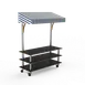 Steelite MGCMLB10MSWW Modular Classic Canopy Buffet Table, 71" Wide, 29.5" Deep, 96" High, Marble Black Finish, Stainless Steel Frame, White/Blue Canopy, On Casters 1 image