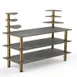 Steelite MGCMLB11GBXF 71" Configurable Buffet Table, 3-Tier, Grey Slate BHP Laminate Top, Brushed Brass Legs 1 image