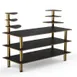 Steelite MGCMLB11MBXF 71" Buffet Table, 3-Tier, Nero Marquina BHP Laminate, Brushed Brass Legs 1 image