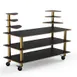 Steelite MGCMLB11MBXW 71" Configurable Buffet Table, 3-Tier, Nero Marquina BHP Laminate, Brushed Brass Casters 1 image