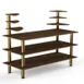 Steelite MGCMLB11WBXF 71" Buffet Table, 3-Tier, 54"H, Bengali Mango Wood Top, Brushed Brass Legs 1 image