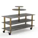 Steelite MGCMLB12GBXW 75" Configurable Buffet Table, 3-Tier, Grey Slate BHP Laminate Top, Brushed Brass Casters 1 image