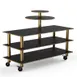 Steelite MGCMLB12MBXW 75" Configurable Buffet Table, 3-Tier, Nero Marquina Marble BHP Laminate Top, Brushed Brass Casters 1 image