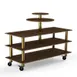 Steelite MGCMLB12WBXW 75" Buffet Table, 3-Tier, Bengali Mango Wood Top, Brushed Brass Casters 1 image