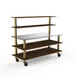 Steelite MGCMLC02WBXW 71" Modular Back Bar Station, 3-Tier, Stainless Steel, Bengali Mango Wood Top, Brushed Brass Legs 1 image