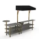 Steelite MGCMLC07GBBF 3-Tier Modular Mixology Bar Station, 125"W x 41"D x 96"H, Stainless Steel, Grey Slate BHP Laminate Top 1 image