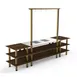 Steelite MGCMLD02WBXF 130" Configurable Buffet Table, 3-Tier, Drop-In, Double Well, Bengali Mango Wood Top, Brushed Brass Legs 1 image