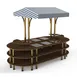 Steelite MGCMLD03WBWF 130" Configurable Buffet Table, 3-Tier, 6 Well, Bengali Mango Wood Top, White/Blue Canopy 1 image