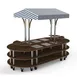 Steelite MGCMLD03WSWW 130" Configurable Buffet Table, 3-Tier, 6 Well, Bengali Mango Wood Top, White/Blue Canopy 1 image
