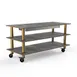 Steelite MGCMLD06GBXW 71" Configurable Buffet Table, 3-Tier, Grey Slate BHP Laminate Top, Brushed Brass Casters 1 image