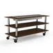 Steelite MGCMLD06WSXW 71" x 29.5" x 35" 3-Tier Modular Buffet Table, Bengali Mango Wood Laminate Top, Brushed Stainless Steel Casters 1 image
