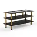 Steelite MGCMLD07MBXF 71" Configurable Buffet Table, 3-Tier, Nero Marquina Marble BHP Laminate Top, Brushed Brass Legs 1 image
