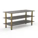 Steelite MGCMLX01GBXF 71" x 29-1/2" x 35"H 3-Tier Buffet Serving Station, Grey Slate BHP Laminate Top, Brushed Brass Legs 1 image