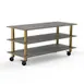 Steelite MGCMLX01GBXW 71" Modular Classic Buffet Table, 3-Tier, Grey Slate BHP Laminate Top, Brushed Brass Casters 1 image