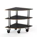 Steelite MGCMLX04MSXW 29" Triangular Buffet Table, 35"H, Nero Marquina BHP Laminate Top, Brushed Stainless Steel Caster 1 image