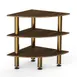 Steelite MGCMLX04WBXF 29" Triangular Buffet Table, 3-Tier, 35"H, Bengali Mango Wood BHP Laminate Top, Brushed Brass Legs 1 image