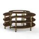 Steelite MGCMSB01WBXF 81" Round 4-Tier Buffet Table, Bengali Mango Wood Laminate Top, Brushed Brass Legs, 41"H 1 image