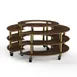 Steelite MGCMSB01WBXW Mogogo Buffet Station, 81.5" Dia, 41"H, Round, Bengali Mango Wood Top, Brushed Brass Casters 1 image