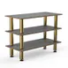 Steelite MGCMSX02GBXF 3-Tier Modular Buffet Table, 47" x 21" x 35"H, Grey Slate BHP Laminate Top, Brushed Brass Legs 1 image