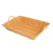 Thunder Group PLBN1611T - 16" x 11" x 3" Tan Polypropylene Serving Basket with Handles, Break-Resistant, Stackable 1 image