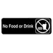 Thunder Group PLIS9331BK Information Symbol Sign, 9" X 3" "No Food Or Drink", Self-Adhesive Backing 1 image