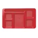 Cambro 1596CW404 - 6-Compartment Red Tray, 9" x 15", Polycarbonate, Dishwasher Safe, NSF 1 image