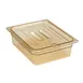 Cambro 20HPCHN150 H‑Pan Cover – 1/2‑Size Amber Lid with Handle, Notched Slot, -40°F to 300°F, NSF 2 image