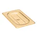 Cambro 90HPC150 H-Pan Cover - 1/9 Flat Amber Plastic Lid, -40°F to 300°F, NSF, Non-Stick 1 image