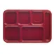 Cambro BCT1014416 6‑Compartment Rectangular Tray 10" x 14½" Red ABS Scratch‑Resistant 1 image