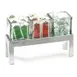 Cal-Mil 1560-4 Jar Display, 12"W X 4.25"D X 4"H (3) Glass 4" X 4" Jars, Aluminum Frame 1 image