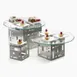 Cal-Mil 1607-7-55 Squared Cube Riser, 7"W, Decorative Geometric Cutouts, Stainless Steel 1 image