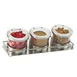 Cal-Mil 1850-4-55HL Cold Condiment Display, (3) 16 Oz. Round Glass Jars With Silicone Lined Stainless Steel Hinged Lids 1 image