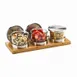 Cal-Mil 1850-4-60 Cold Condiment Display, (3) 16 Oz. Round Glass Jars With Silicone Lined Stainless Steel Solid Lids 1 image