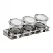 Cal-Mil 1850-5-55NL Cold Condiment Display, (3) 32 Oz. Round Glass Jars With Silicone Lined Stainless Steel Notched Lids 1 image
