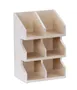Cal-Mil 22455-6-113 Condiment Display, 11"W X 7"D X 16"H, 6 Section, White-Washed Pine Wood 1 image