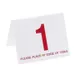 Cal-Mil 234 Number Tent, 3-1/2" x 3" White Plastic with Red Numbers, Set #1‑#25, - 25/Set 1 image