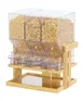 Cal-Mil 23728-3-21 Countertop Cereal Dispenser, 3-Section Solid Oak Base, 18"W x 14.5"D x 24"H 1 image