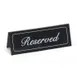 Cal-Mil 285 - Reserved Sign Tent, 5-3/4" x 2" H, Black Vinyl Plastic, Printed Both Sides, Cursive 1 image