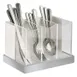 Cal-Mil 3015-55 Luxe 3-Compartment Utensil Holder, 8.25"W x 5.75"D x 6"H, Acrylic, White Metal Frame 1 image
