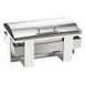 Cal-Mil 3017-55 Chafing Dish, 8 Qt Cap, 21-3/4"W x 13-3/4"D x 9"H, Steel Lift‑Off Lid, White Frame 1 image