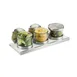 Cal-Mil 3492-4-15NL Luxe Jar Set – 3 Glass Jars 16"W x 6"D x 4"H, Stainless Lids, Cold Pucks 1 image