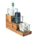 Cal-Mil 3612-4-99 Madera Condiment Stair Step Display, 5.25"W X 14.5"D X 12.5"H, 3-Tier (3) 4" X 4" Glass Jars 2 image