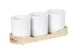 Cal-Mil 3647-32-71 Cylinder Tray, 16"W X 5.5"D X 6"H, Includes (3) 32 Oz. Melamine Jars, Blonde 1 image