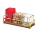 Cal-Mil 3714-46 Mid-Century Jar Organizer, 13.5"W X 4.5"D X 4.75"H, Rectangular (3) 4" X 4" Glass Jars 1 image