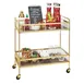 Cal-Mil 3719-49 Mid-Century Beverage Cart, 27W x 16D x 36H, Chrome, Metal, 2 Walnut Shelves, Locking Casters 1 image