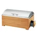 Cal-Mil 3821-60 Rectangular Chafing Dish, 8 Qt (2 Gal), 22x14x13 In, Steel, Bamboo Hinged Lid 2 image