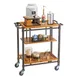 Cal-Mil 3913-84 Sierra Beverage Cart, 36"W x 17.5"D x 39"H, Metal Frame, Bronze Finish, 3 Rustic Pine Shelves, 4 Locking Casters 1 image